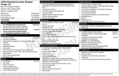 2026 Chevrolet Corvette Stingray 1LT