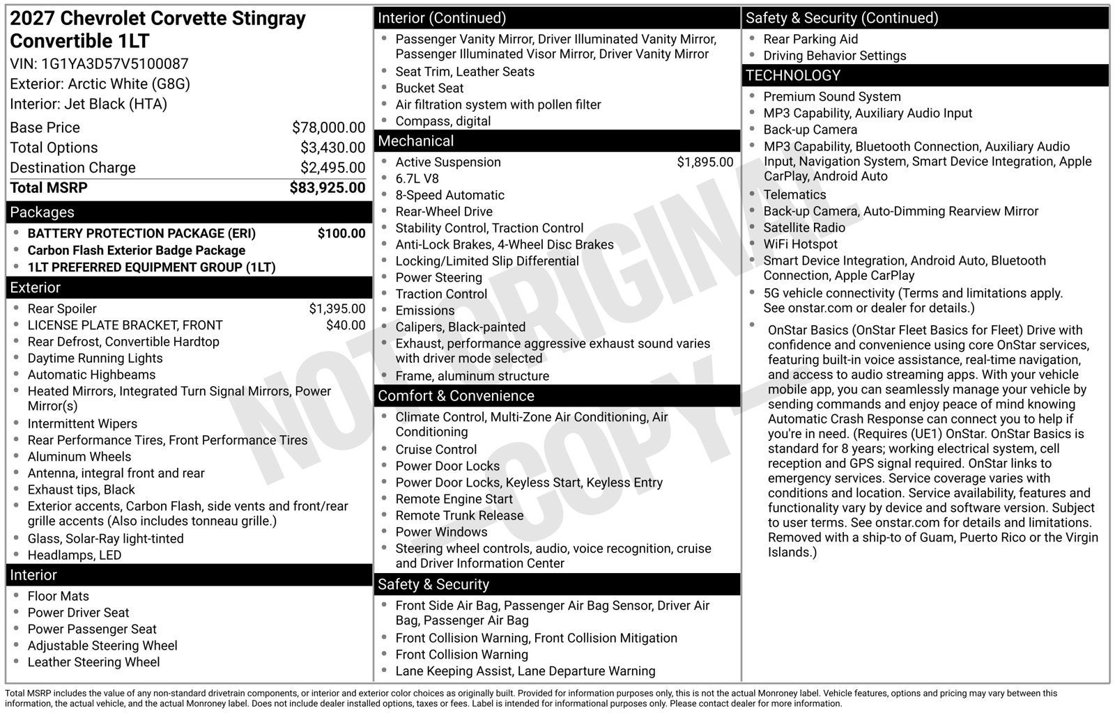 2027 Chevrolet Corvette Stingray 1LT