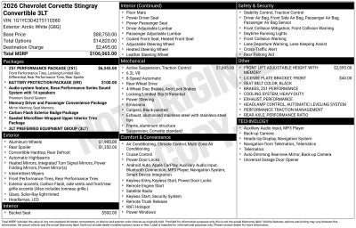 2026 Chevrolet Corvette Stingray 3LT