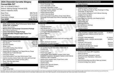 2026 Chevrolet Corvette Stingray 3LT