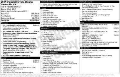 2027 Chevrolet Corvette Stingray 3LT