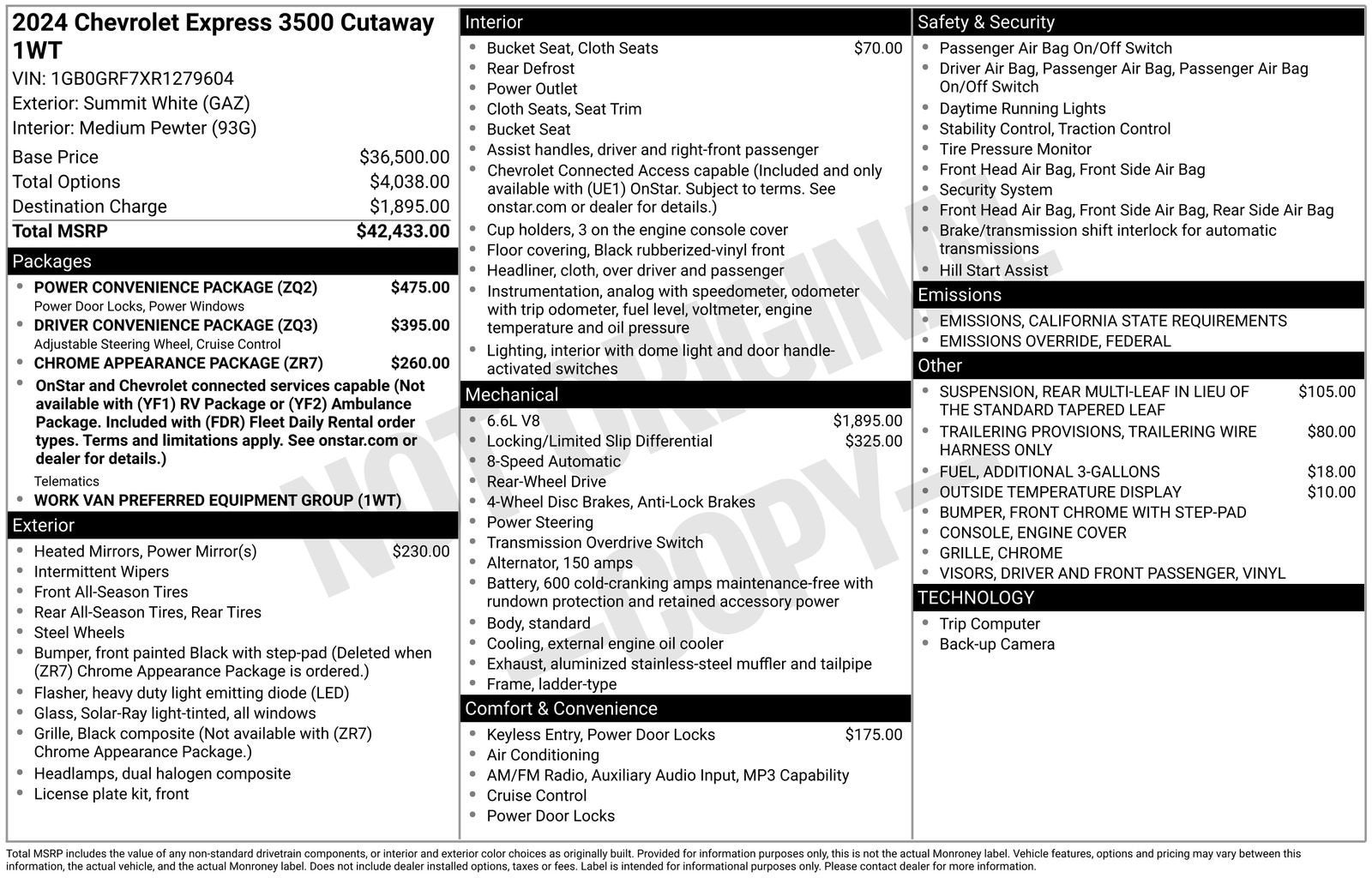 2024 Chevrolet Express Cutaway 3500 1WT