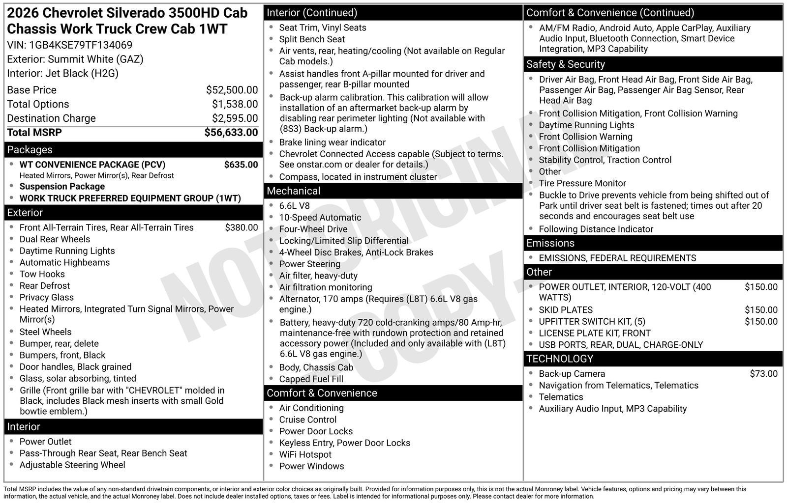 2026 Chevrolet Silverado 3500 HD Chassis Cab Work Truck