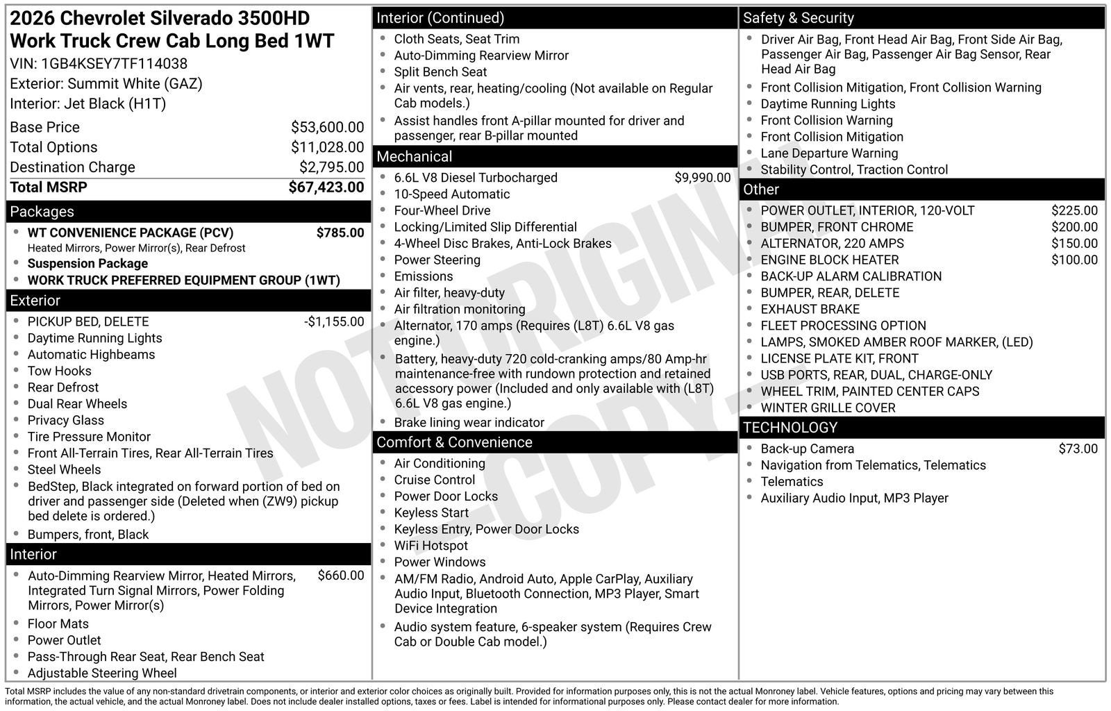 2026 Chevrolet Silverado 3500 HD WT DRW
