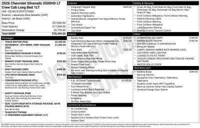 2026 Chevrolet Silverado 3500 HD LT DRW