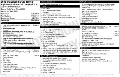 2026 Chevrolet Silverado 3500 HD High Country DRW