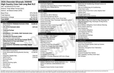 2026 Chevrolet Silverado 3500 HD High Country DRW