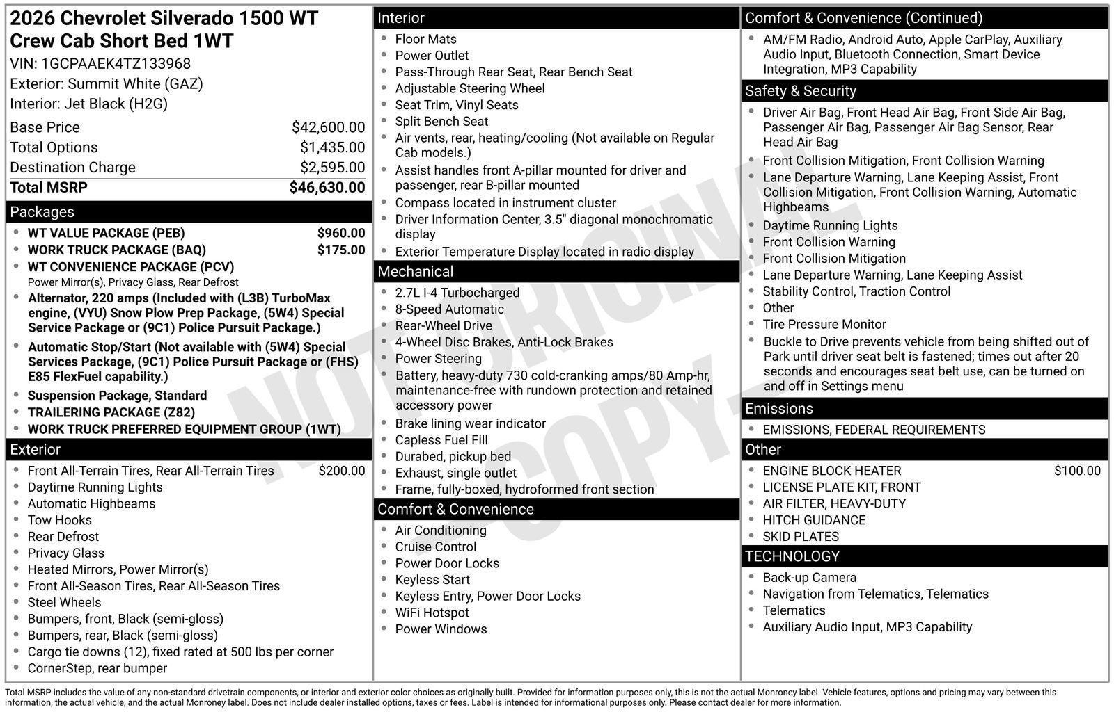 2026 Chevrolet Silverado 1500 WT