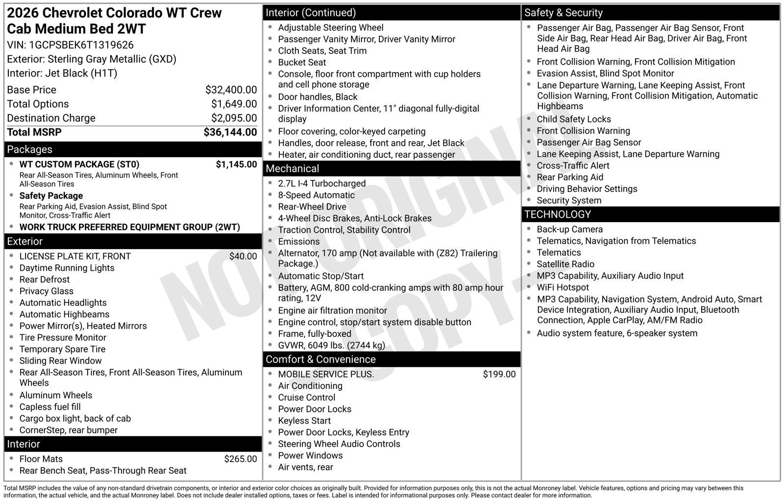 2026 Chevrolet Colorado WT