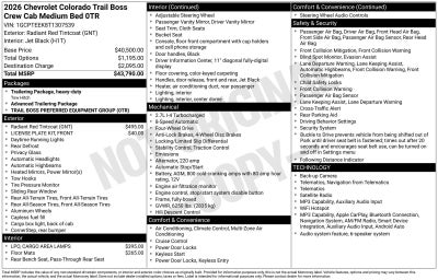 2026 Chevrolet Colorado Trail Boss