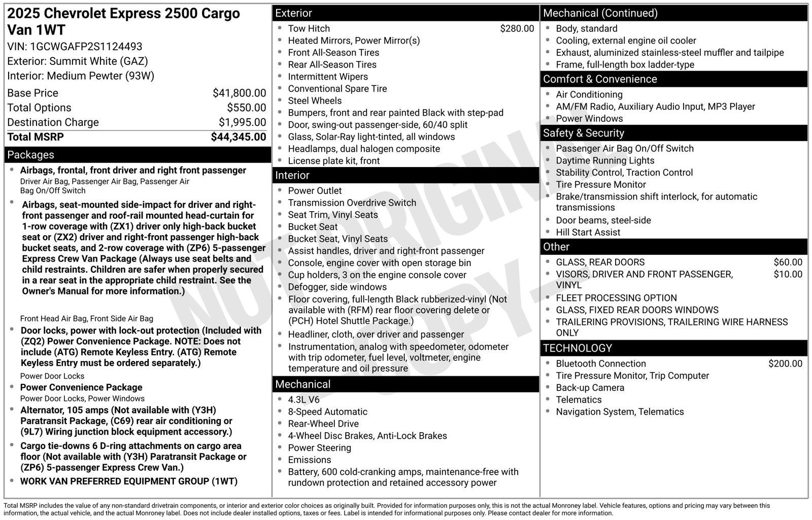 2025 Chevrolet Express Cargo WT