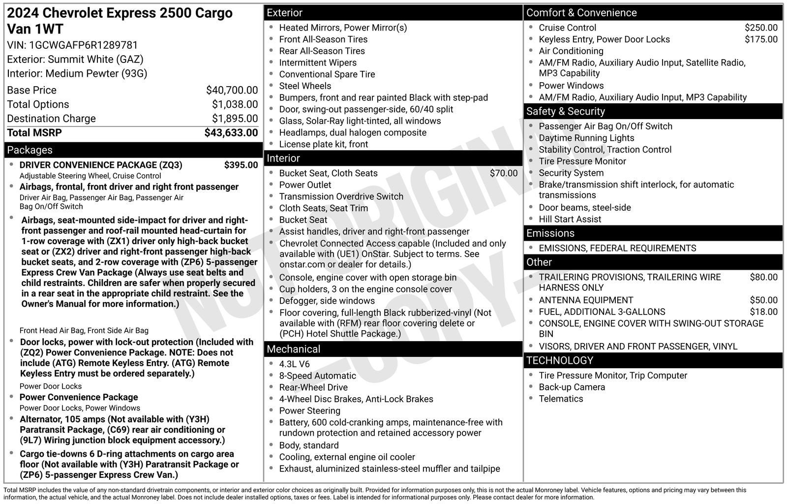 2024 Chevrolet Express Cargo 2500 WT