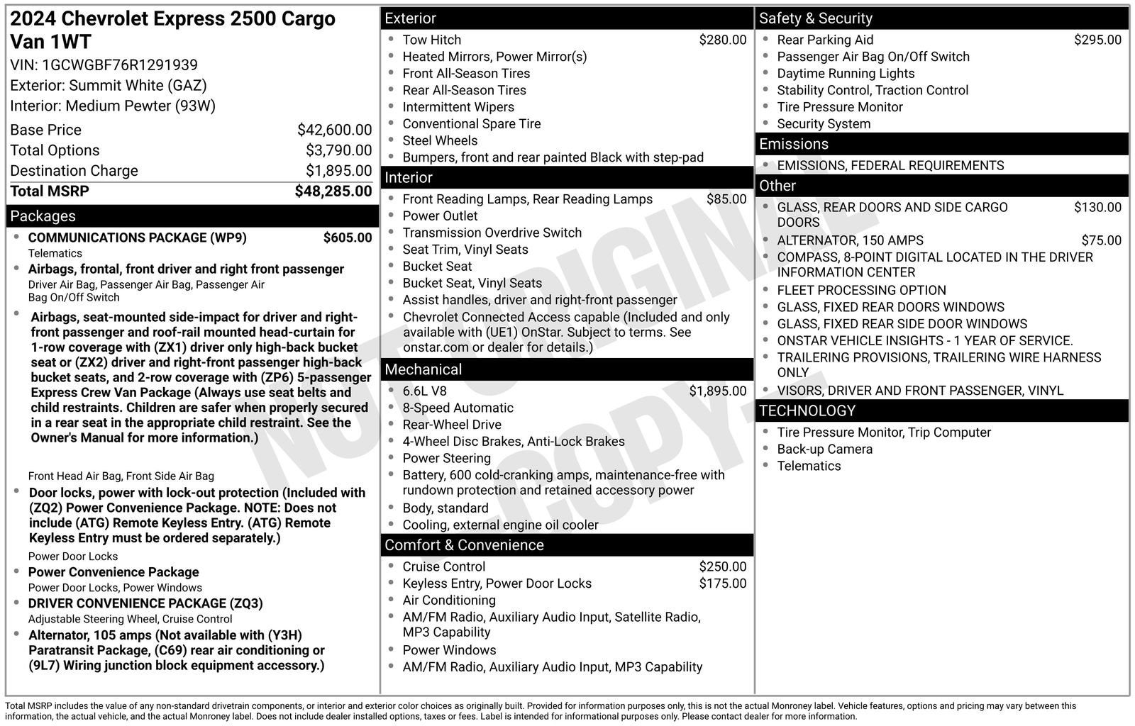 2024 Chevrolet Express Cargo 2500 WT