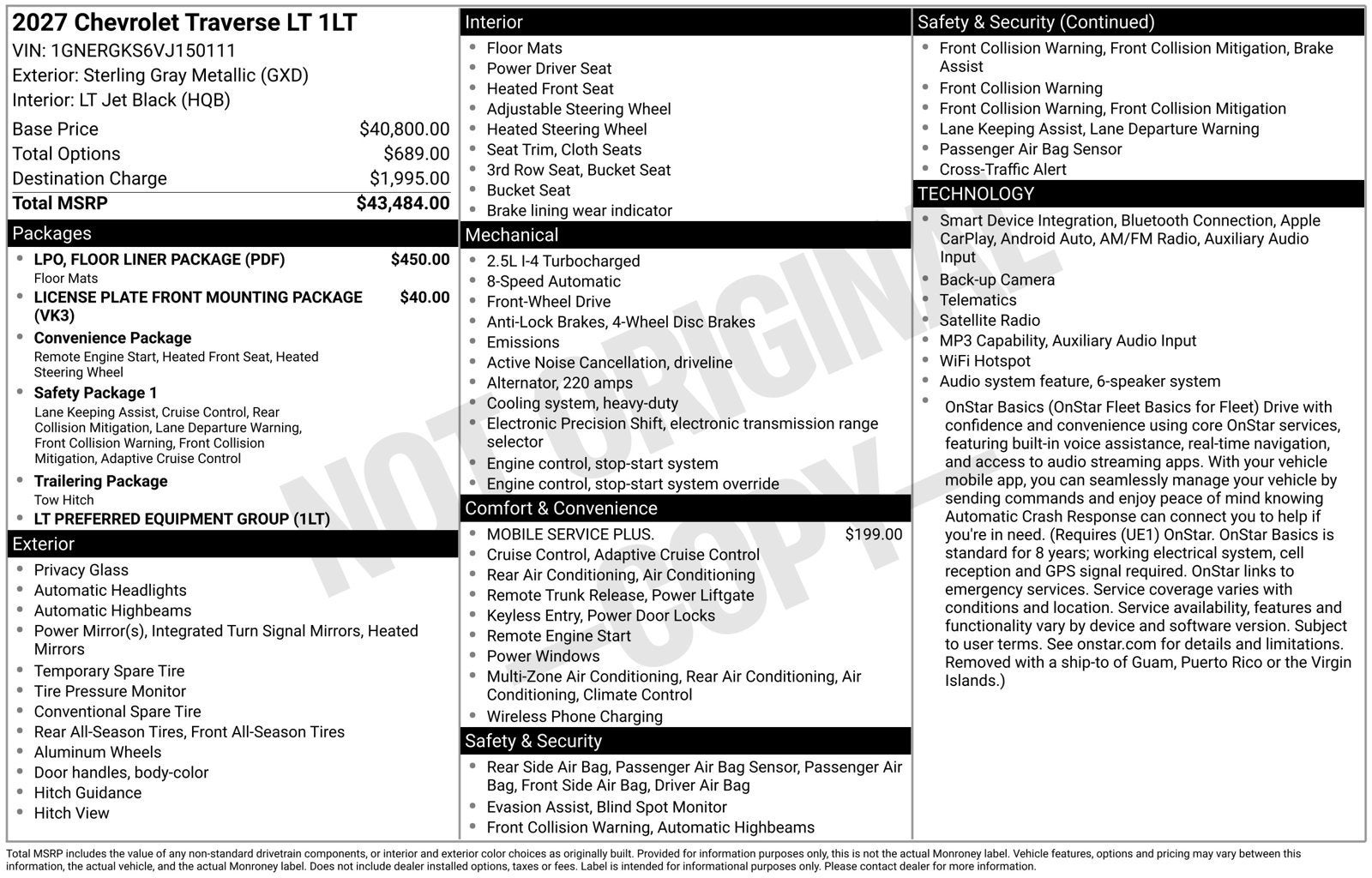 2027 Chevrolet Traverse LT