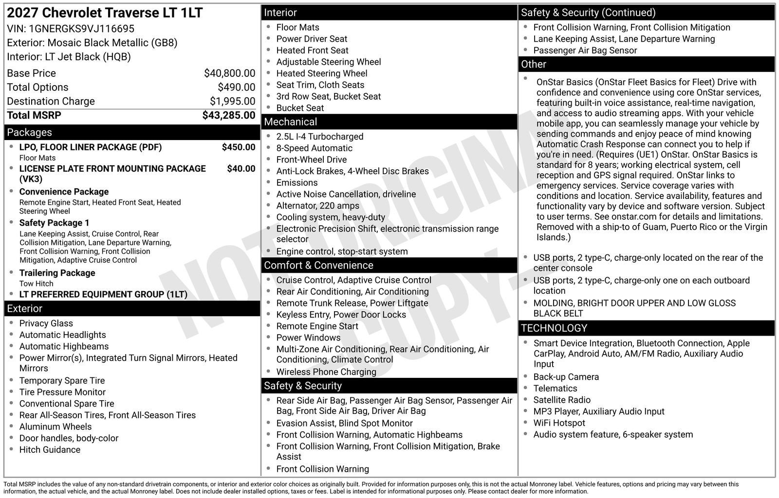 2027 Chevrolet Traverse LT