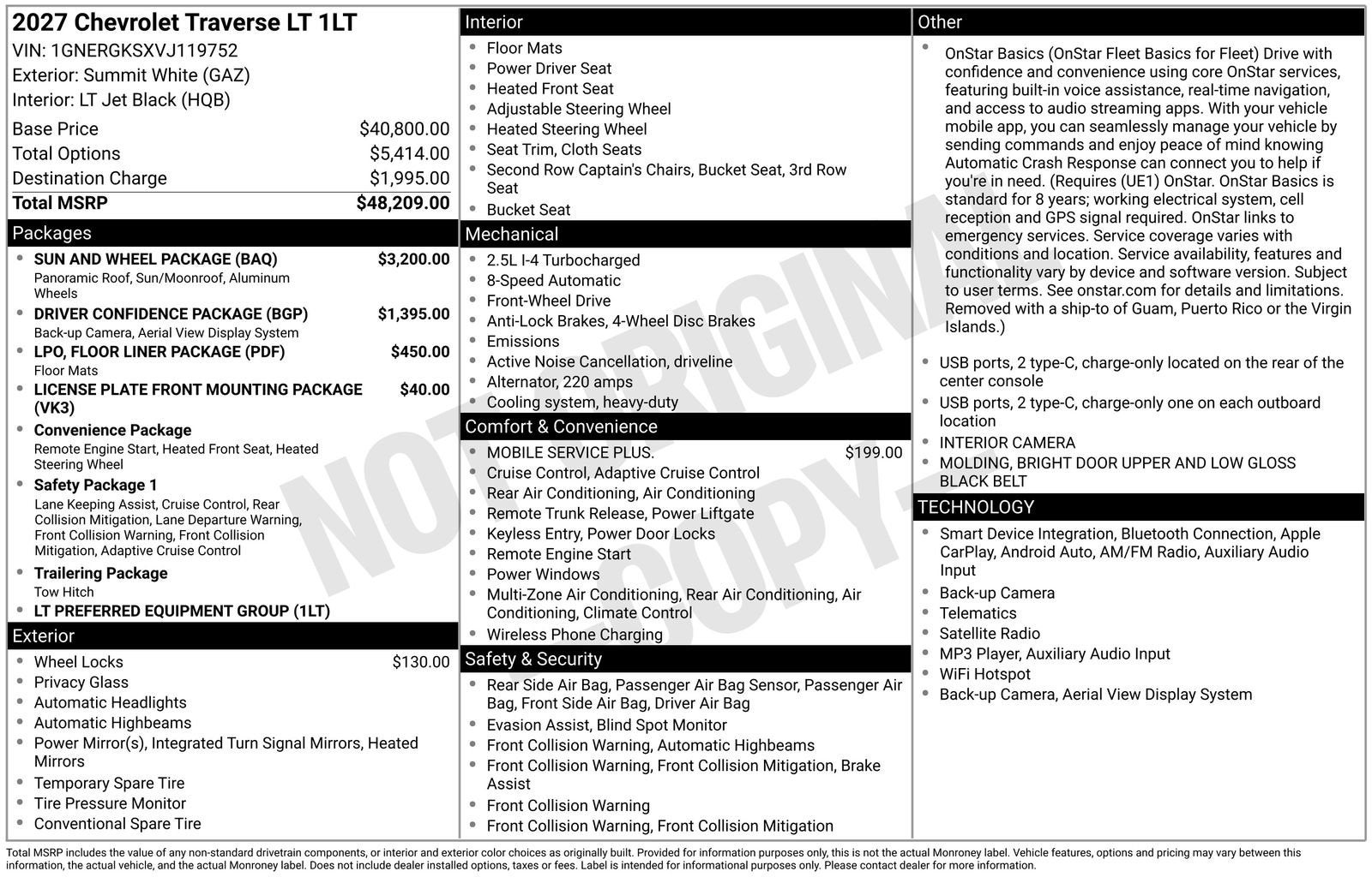 2027 Chevrolet Traverse LT - Photo 10