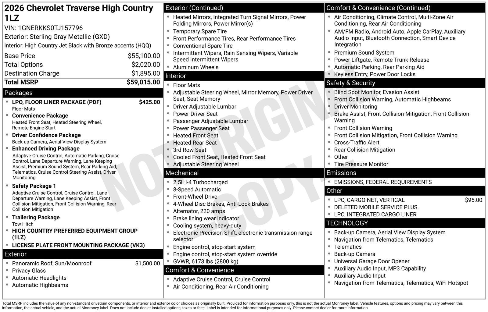 2026 Chevrolet Traverse High Country