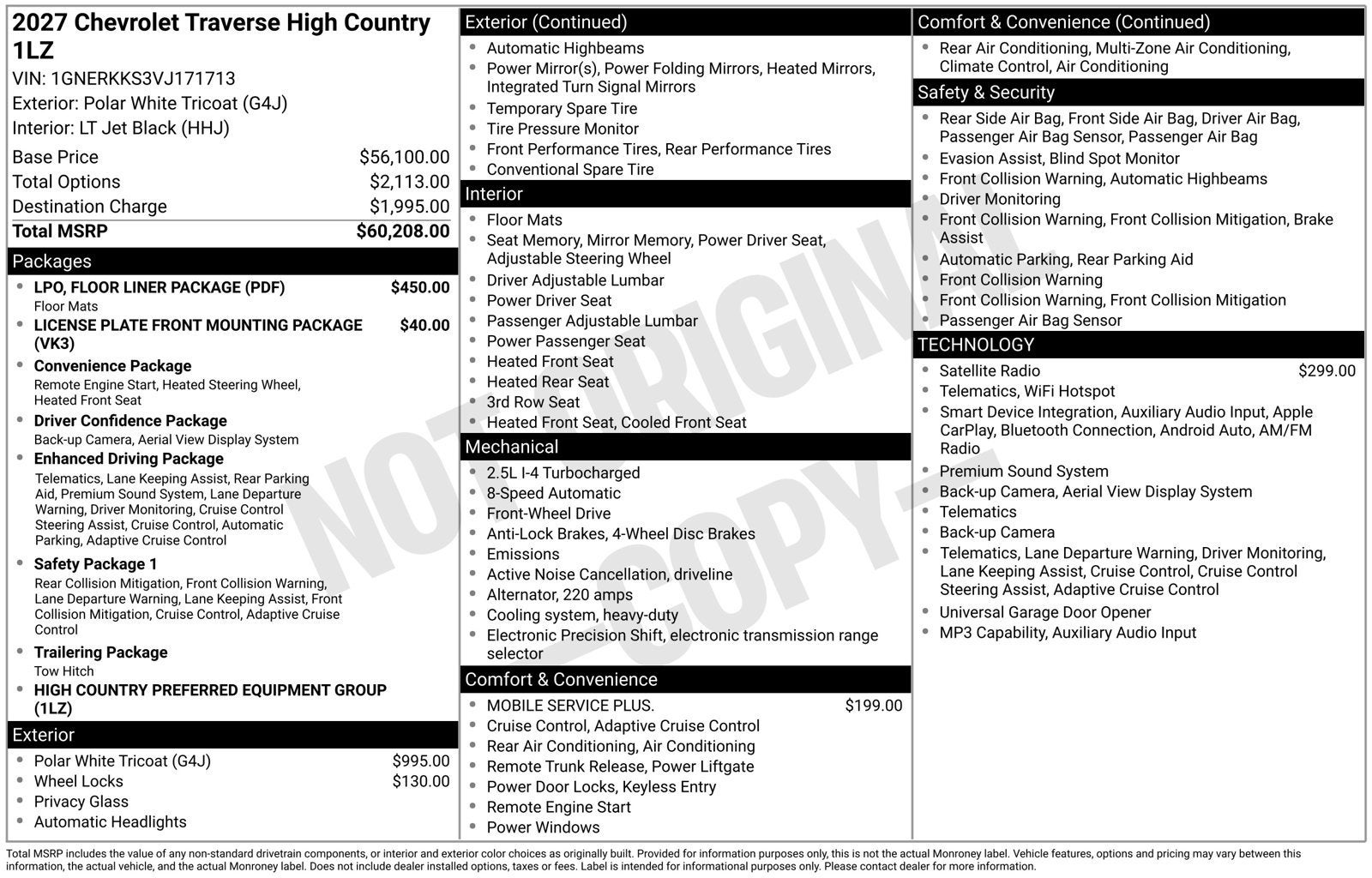 2027 Chevrolet Traverse High Country
