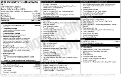 2026 Chevrolet Traverse High Country