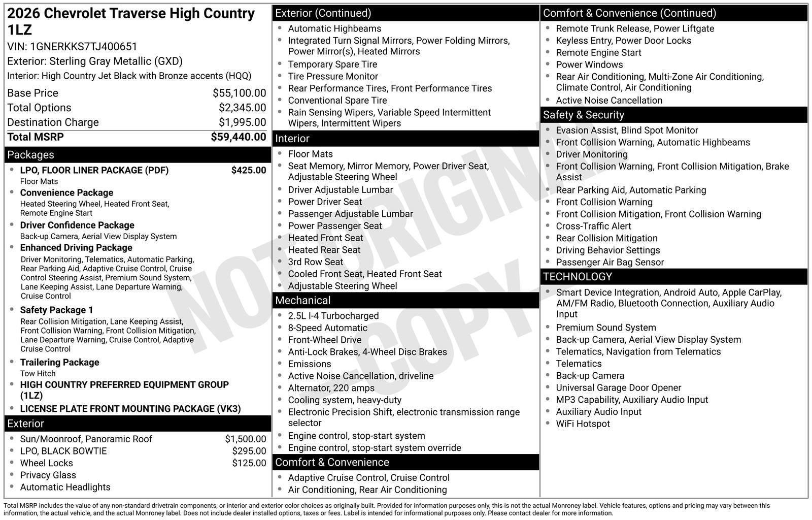2026 Chevrolet Traverse High Country