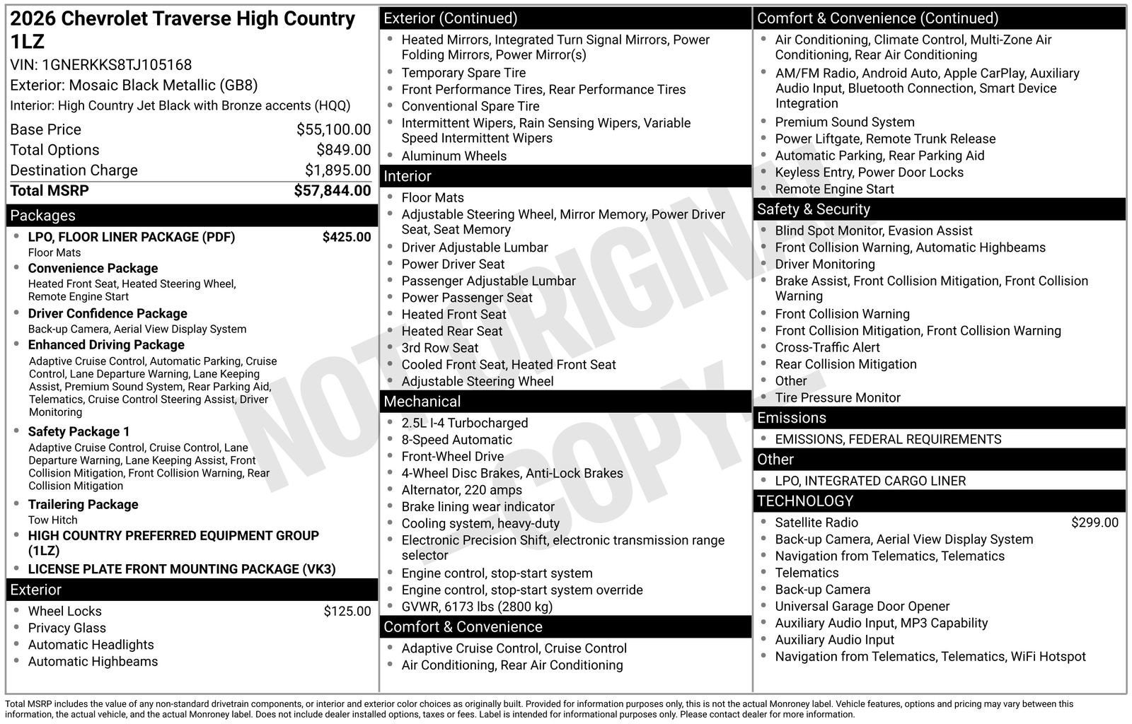 2026 Chevrolet Traverse High Country