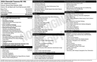 2026 Chevrolet Traverse RS