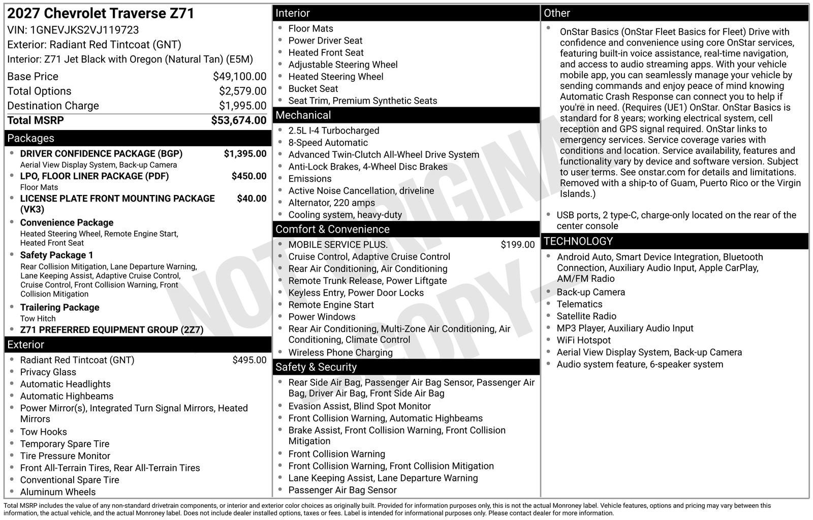 2027 Chevrolet Traverse Z71