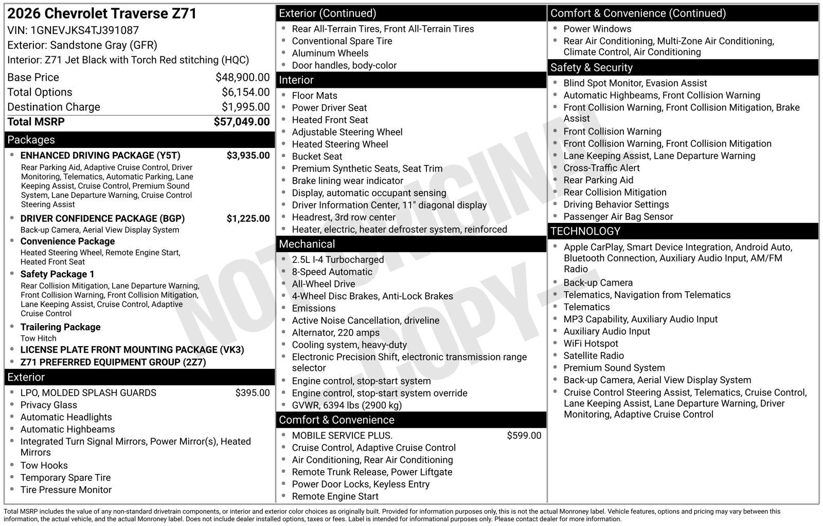 2026 Chevrolet Traverse Z71