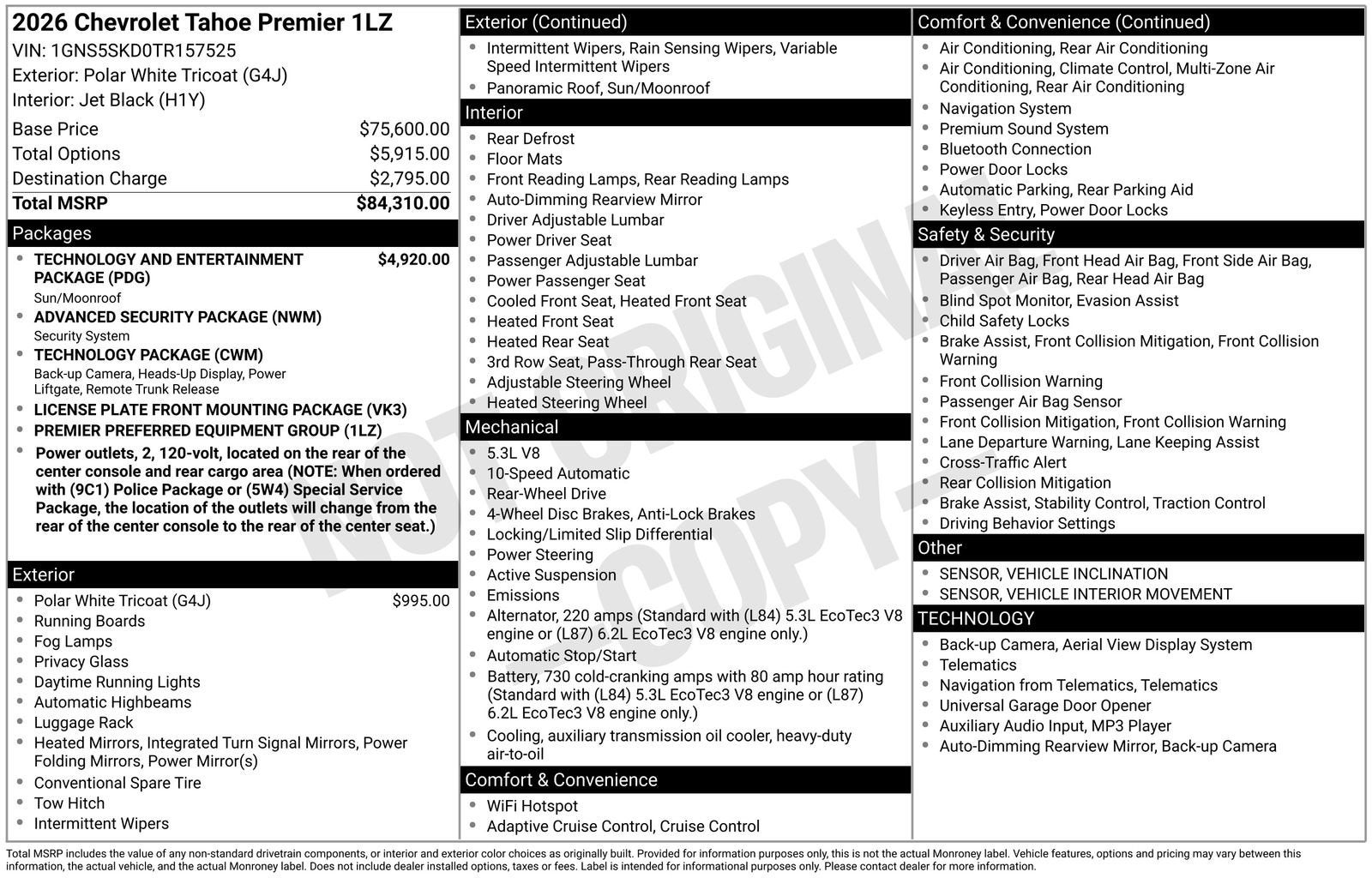 2026 Chevrolet Tahoe Premier