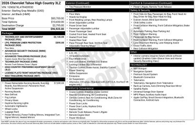 2026 Chevrolet Tahoe High Country
