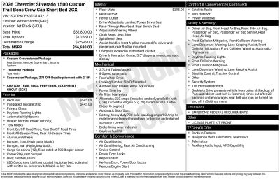 2026 Chevrolet Silverado 1500 Custom Trail Boss