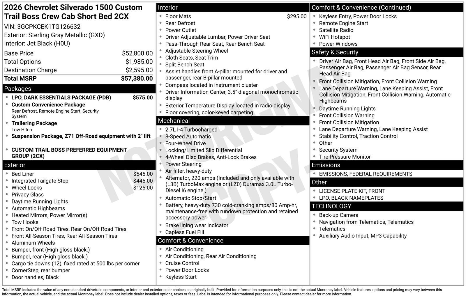 2026 Chevrolet Silverado 1500 Custom Trail Boss