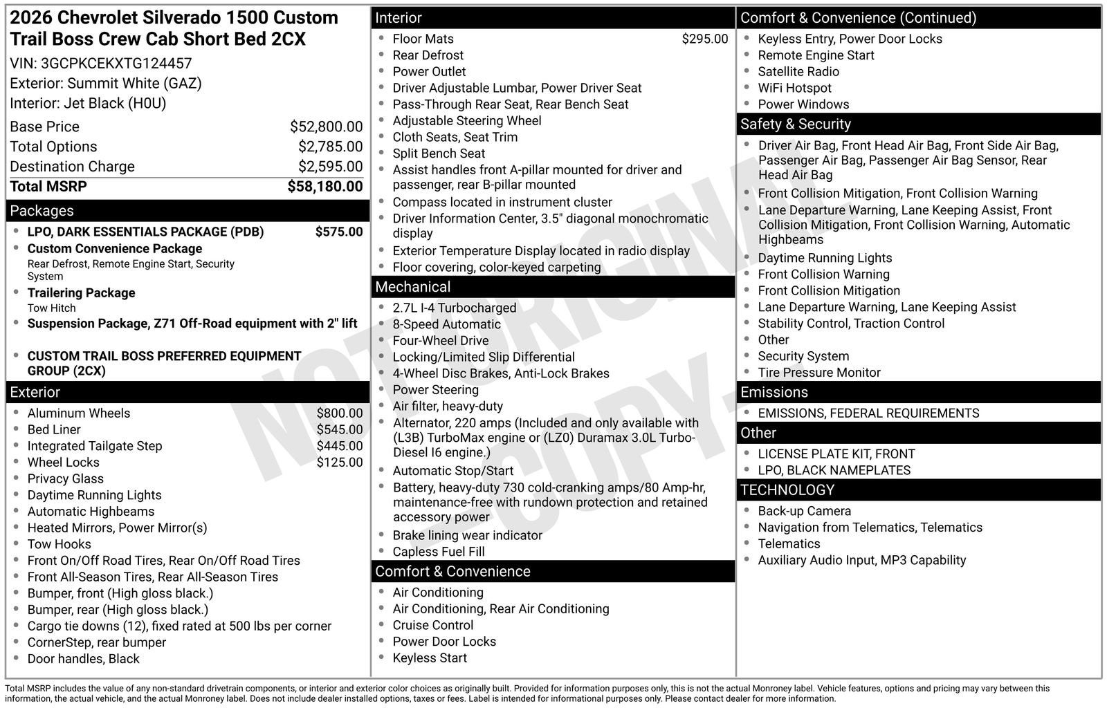 2026 Chevrolet Silverado 1500 Custom Trail Boss
