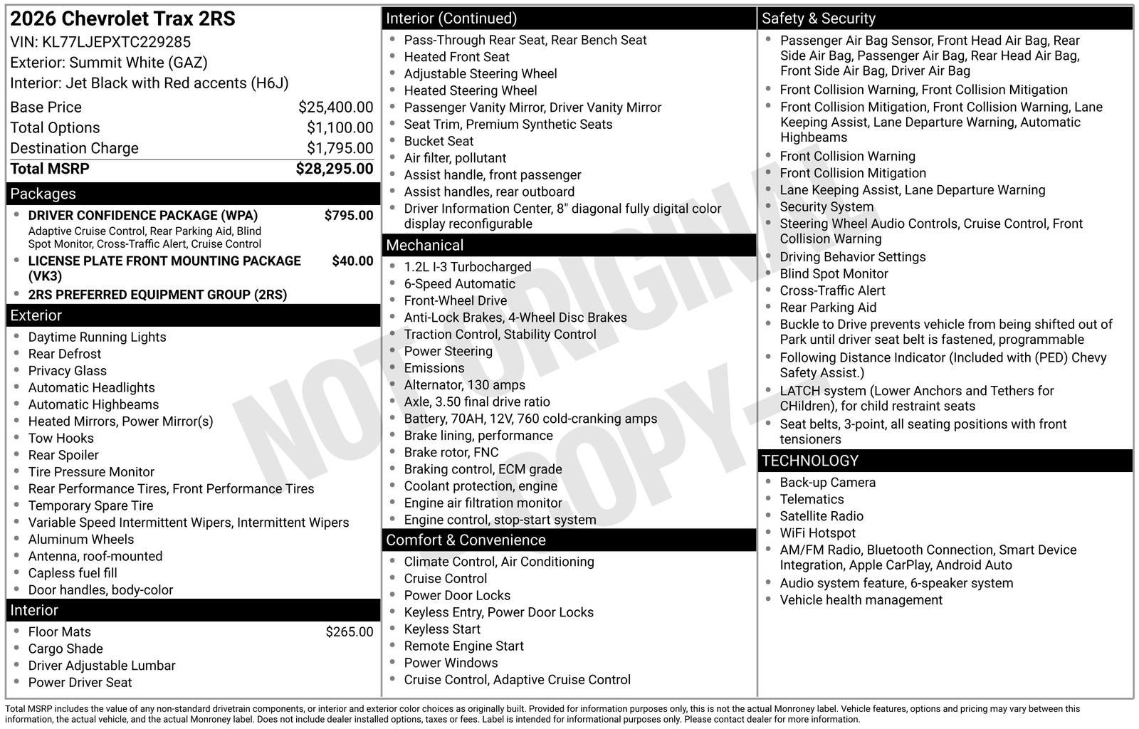 2026 Chevrolet Trax 2RS